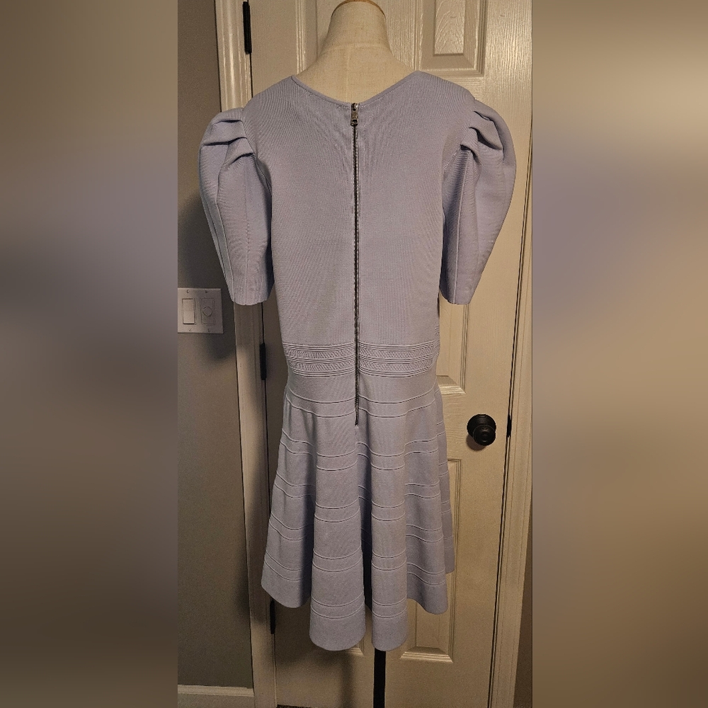 NWT Ted Baker Velvey Puff Sleeve Knit Dress: Lt Blue: Size 6 (US 12-14) - Picture 3 of 12